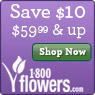 Save $10 on purchases of $59.99 & up and let us arrange a smile for you at 1800Flowers.com. Use promotion Code TENDOLLARS at checkout. - 95x95